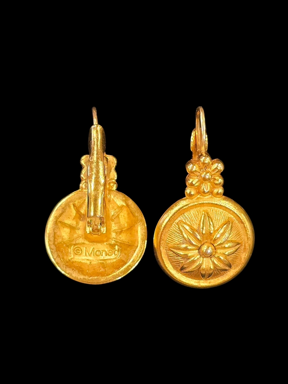 Monet Gold Tone Earrings Vintage